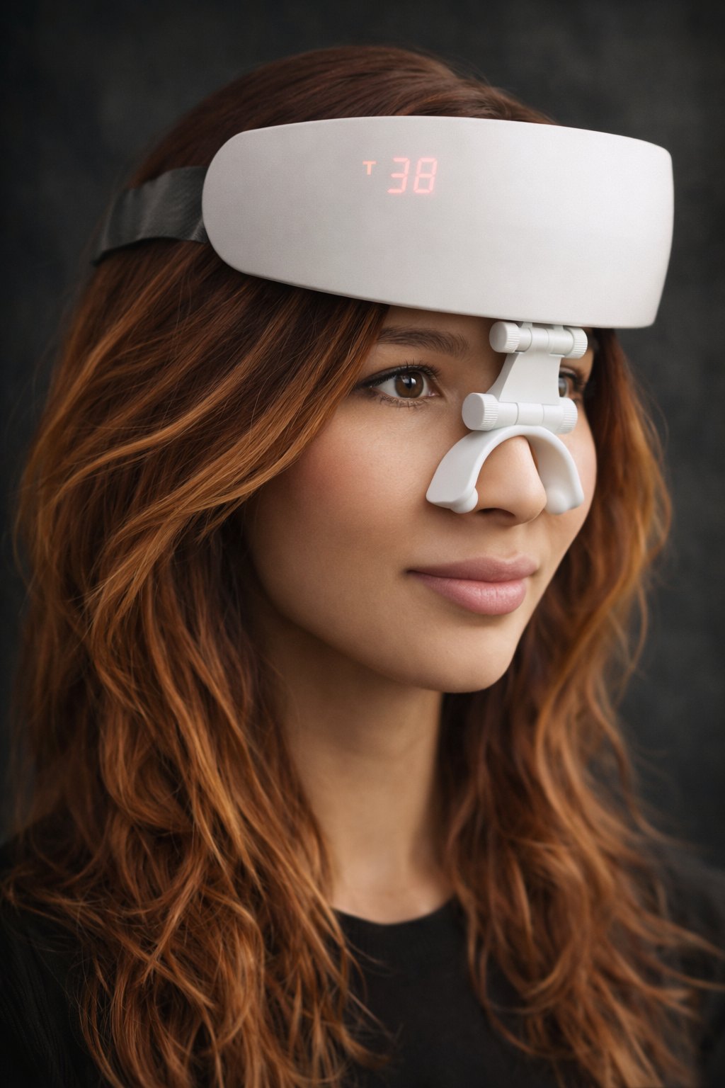 Woman wearing the Hejoy wearable breathing device
