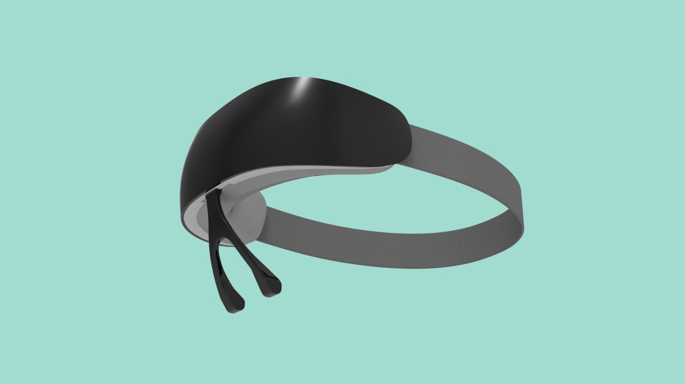 Hejoy breathing device render with headband on mint